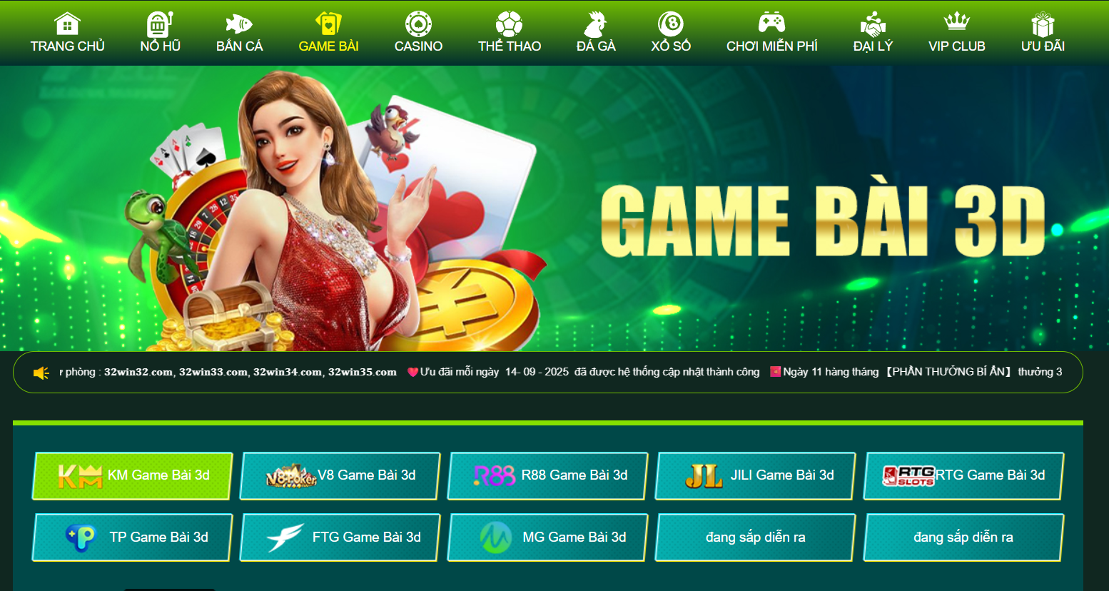 Nhà cung cấp các tựa game bài đổi thưởng chỉ có tại 32win